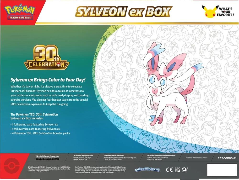 Pokémon 30th Celebration EX Box Sylveon 4 Packs