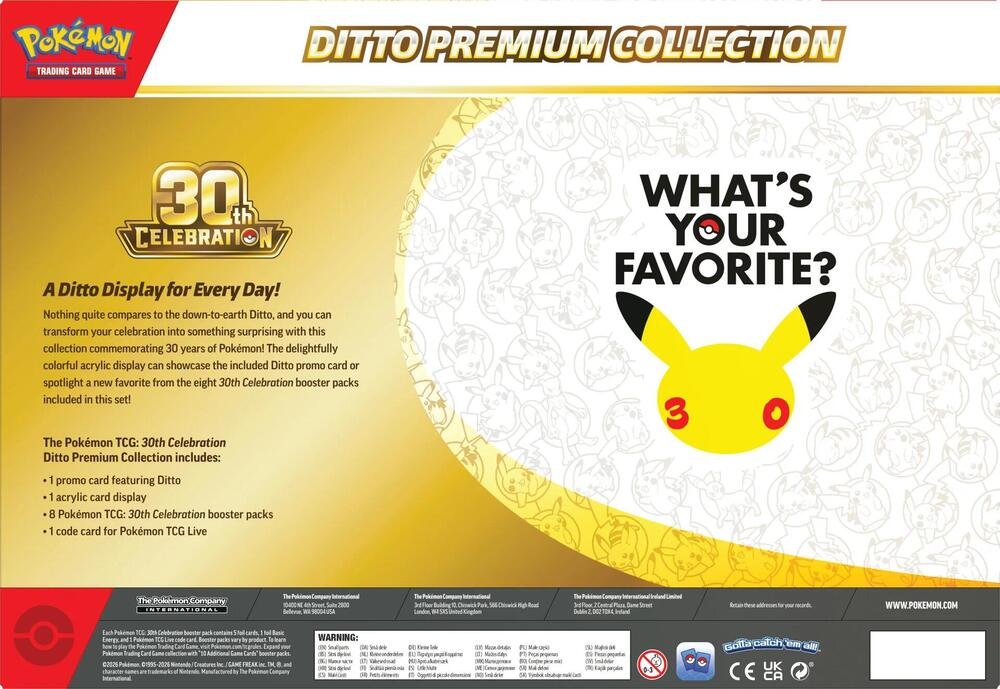 Pokémon 30th Celebration Ditto Premium Collection 8 Packs