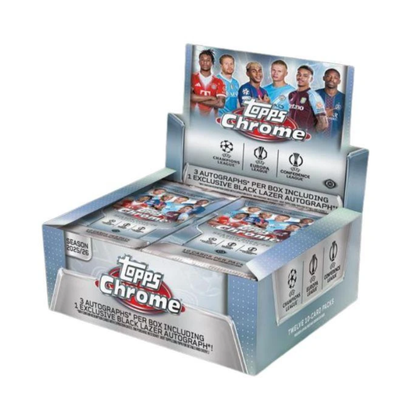 Topps 2025/26 Chrome UEFA Club Competitions Soccer Jumbo Box 12 Packs