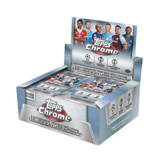 Topps 2025/26 Chrome UEFA Club Competitions Soccer Jumbo Box 12 Packs